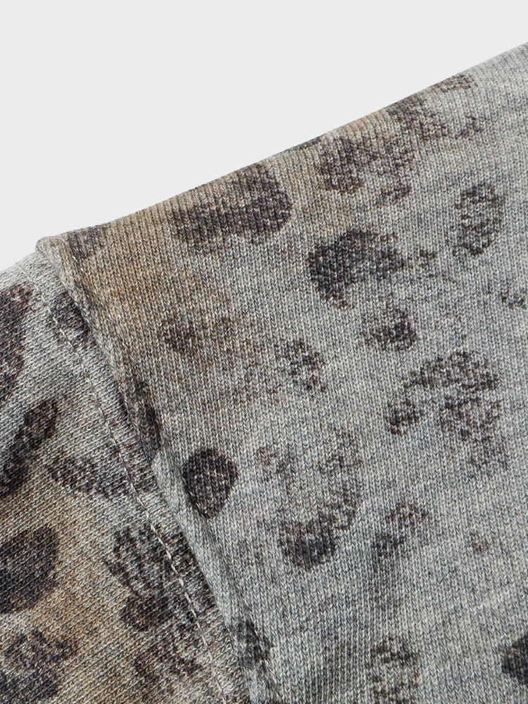 Sudadera con Capucha de Leopardo Vintage y Efecto Lavado de 400 G/M²