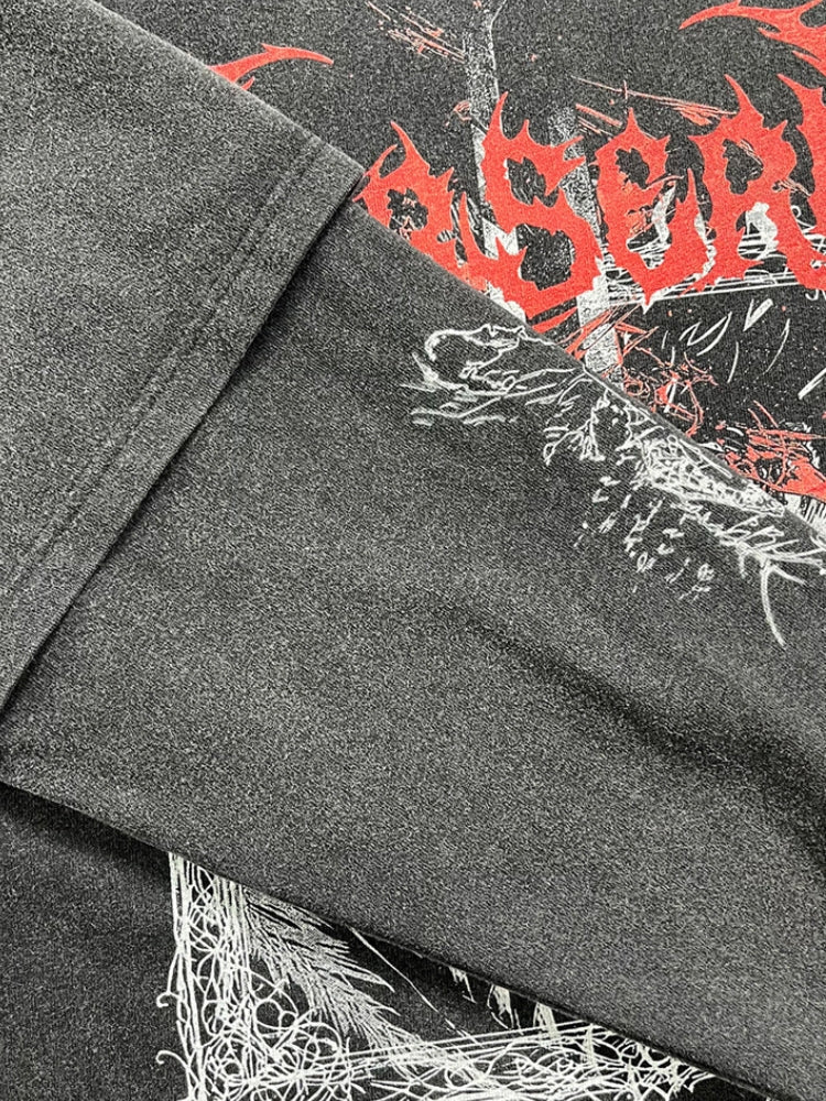 Camiseta de Manga Larga Devil con Efecto Lavado