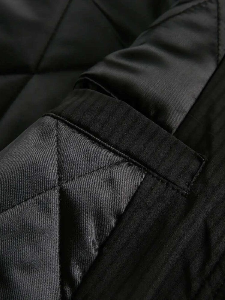 DCRB Corte boxy Abrigo acolchado con capucha de pelo