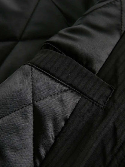 DCRB Corte boxy Abrigo acolchado con capucha de pelo