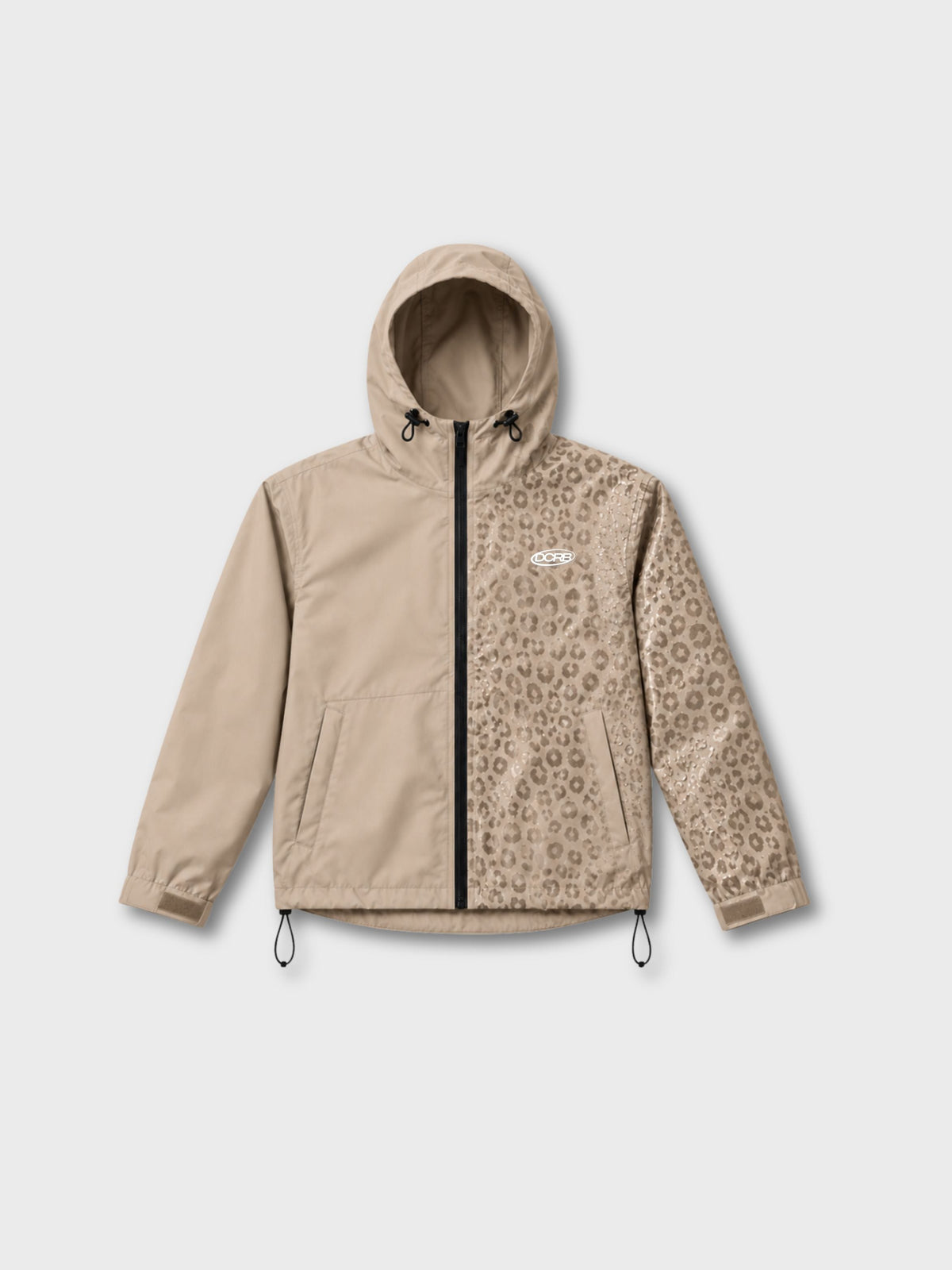 DCRB Negro con estampado de guepardo reactivo al agua Chaqueta impermeable