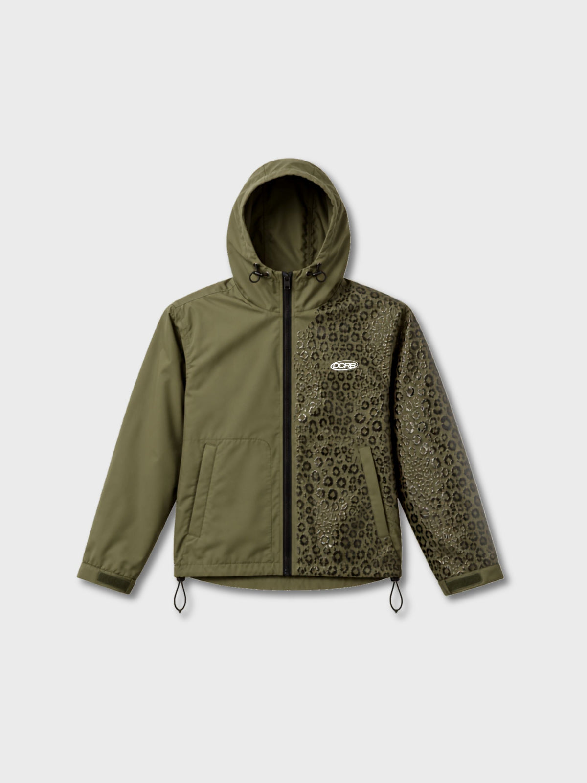 DCRB Negro con estampado de guepardo reactivo al agua Chaqueta impermeable