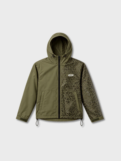 DCRB Negro con estampado de guepardo reactivo al agua Chaqueta impermeable