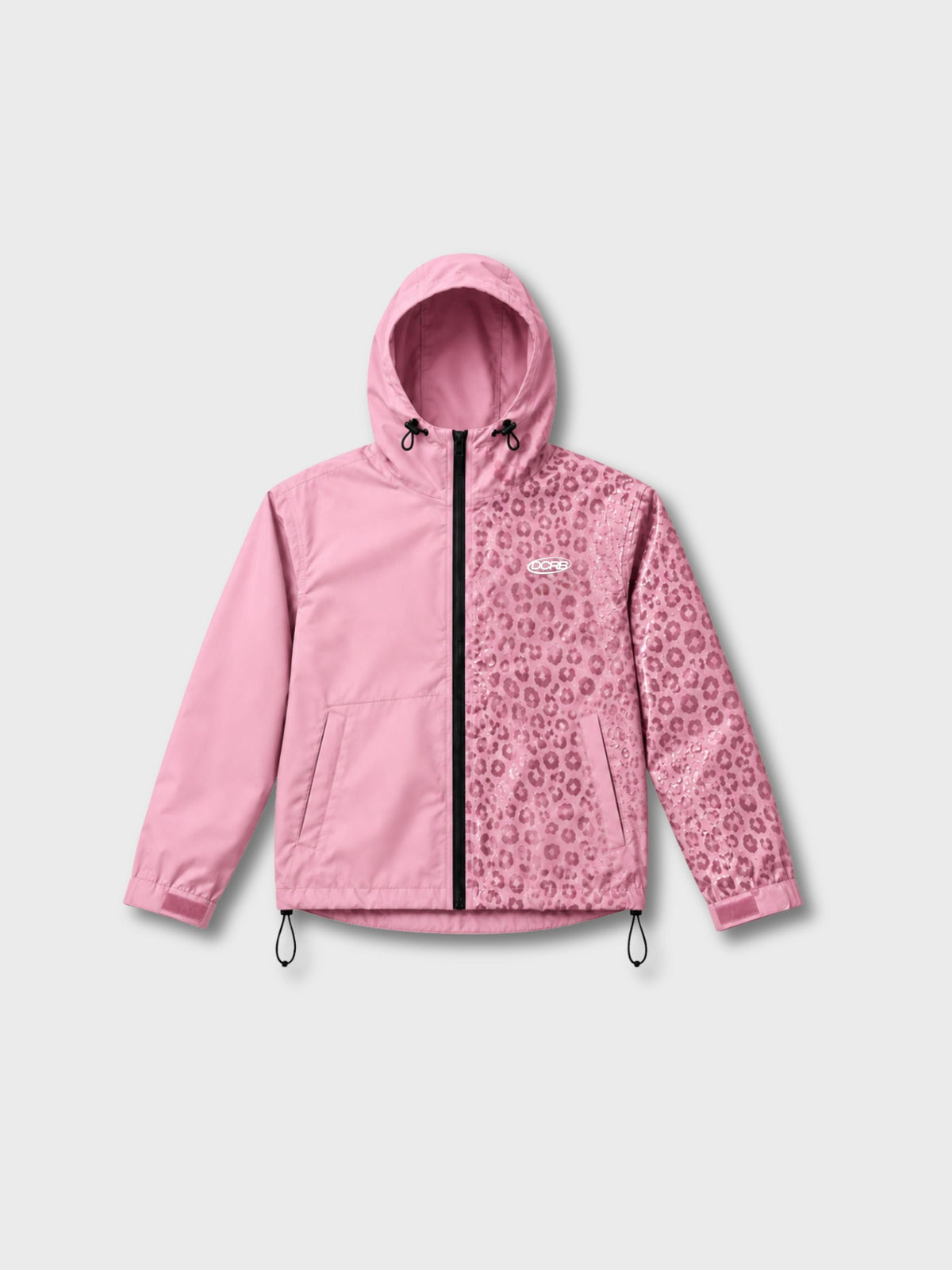 DCRB Negro con estampado de guepardo reactivo al agua Chaqueta impermeable