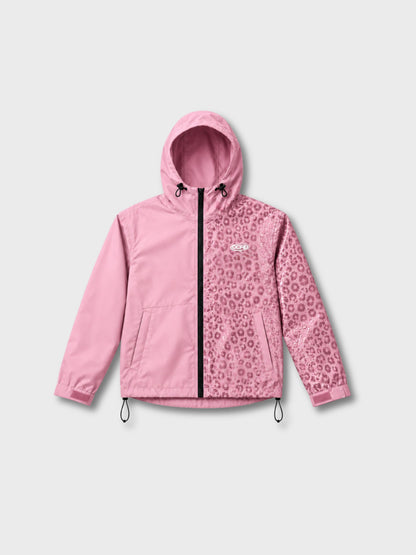 DCRB Negro con estampado de guepardo reactivo al agua Chaqueta impermeable