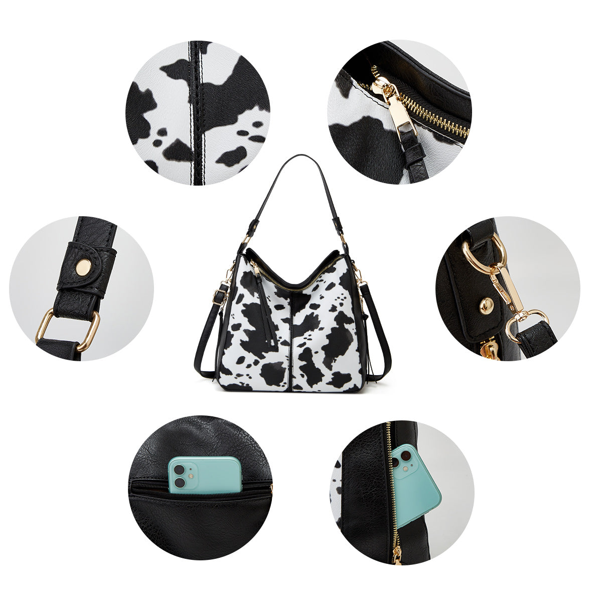 Bolso Hobo Estampado con Monedero