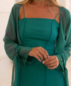 Blusa Capa de Seda Verde Esmeralda