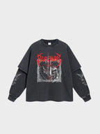 Camiseta de Manga Larga Devil con Efecto Lavado