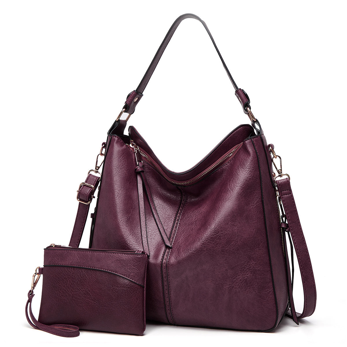 Bolso Hobo de Cuero de Lujo Antirrobo + Monedero GRATIS