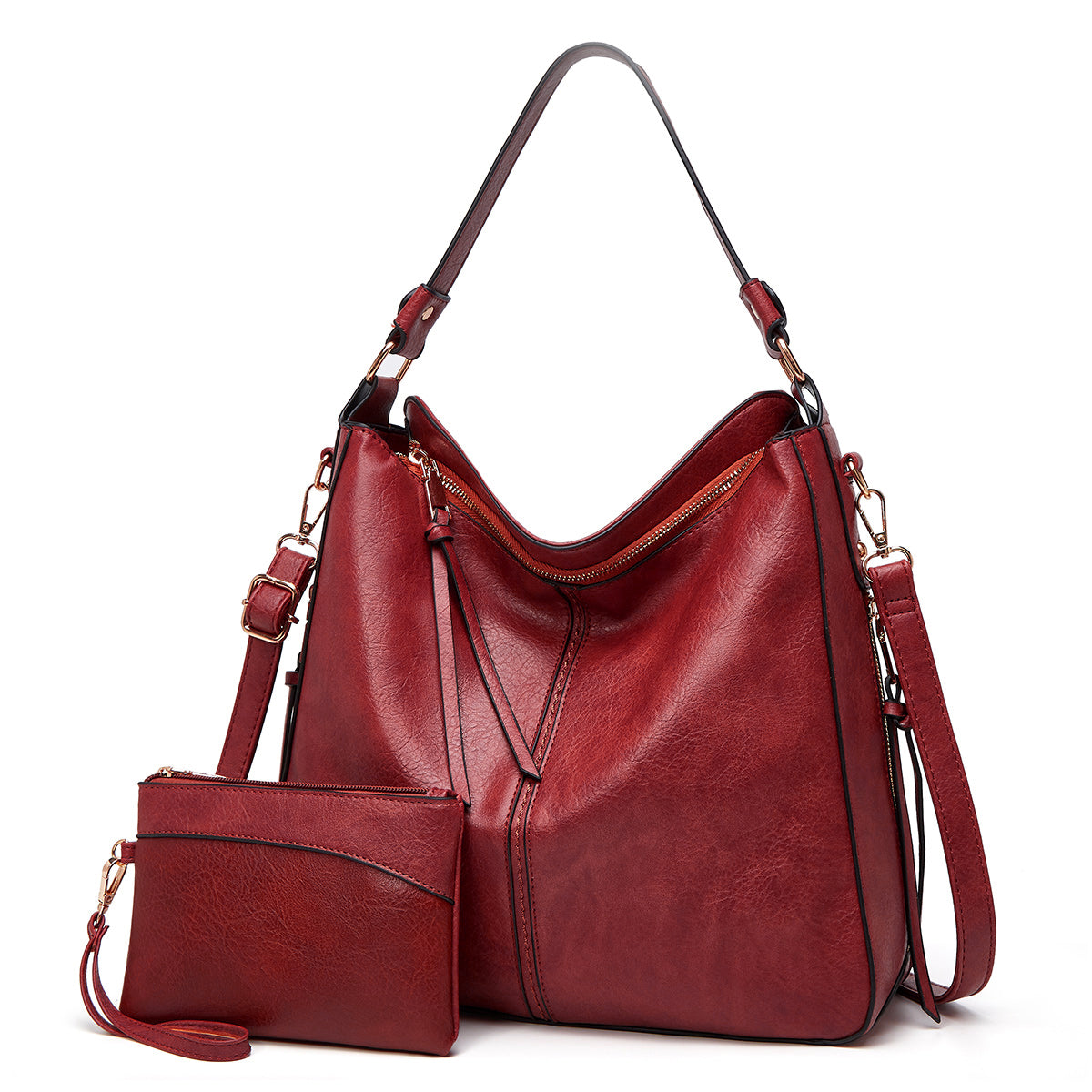 Bolso Hobo de Cuero de Lujo Antirrobo + Monedero GRATIS