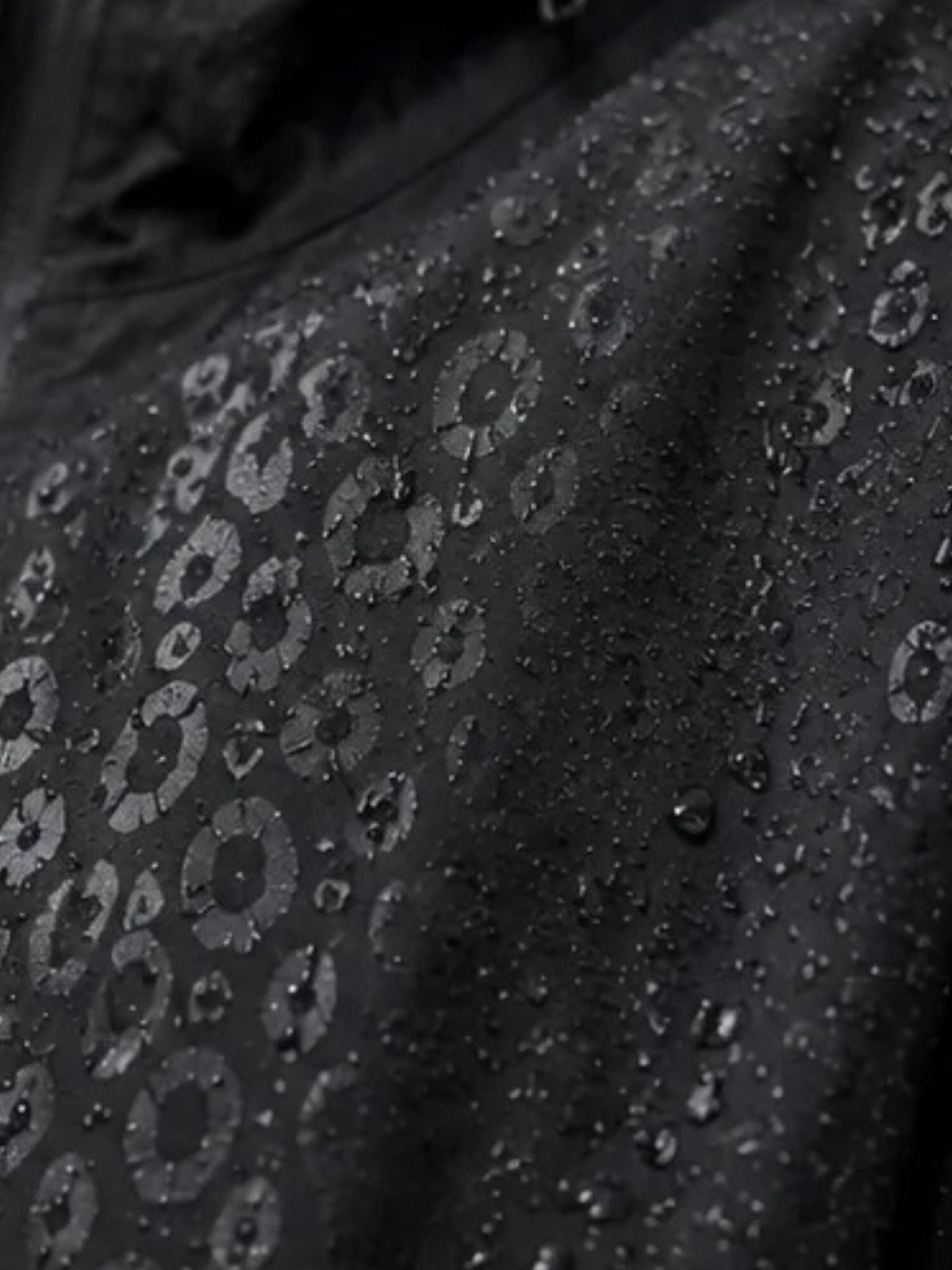 DCRB Negro con estampado de guepardo reactivo al agua Chaqueta impermeable