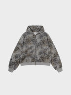 Sudadera con Capucha de Leopardo Vintage y Efecto Lavado de 400 G/M²