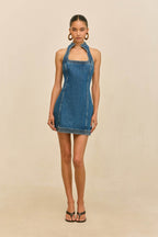Vestido Azura — Azul ochentero