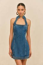 Vestido Azura — Azul ochentero