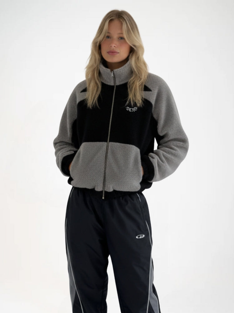 DCRB Bicolor Sherpa Chaqueta polar Negro