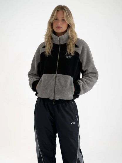 DCRB Bicolor Sherpa Chaqueta polar Negro