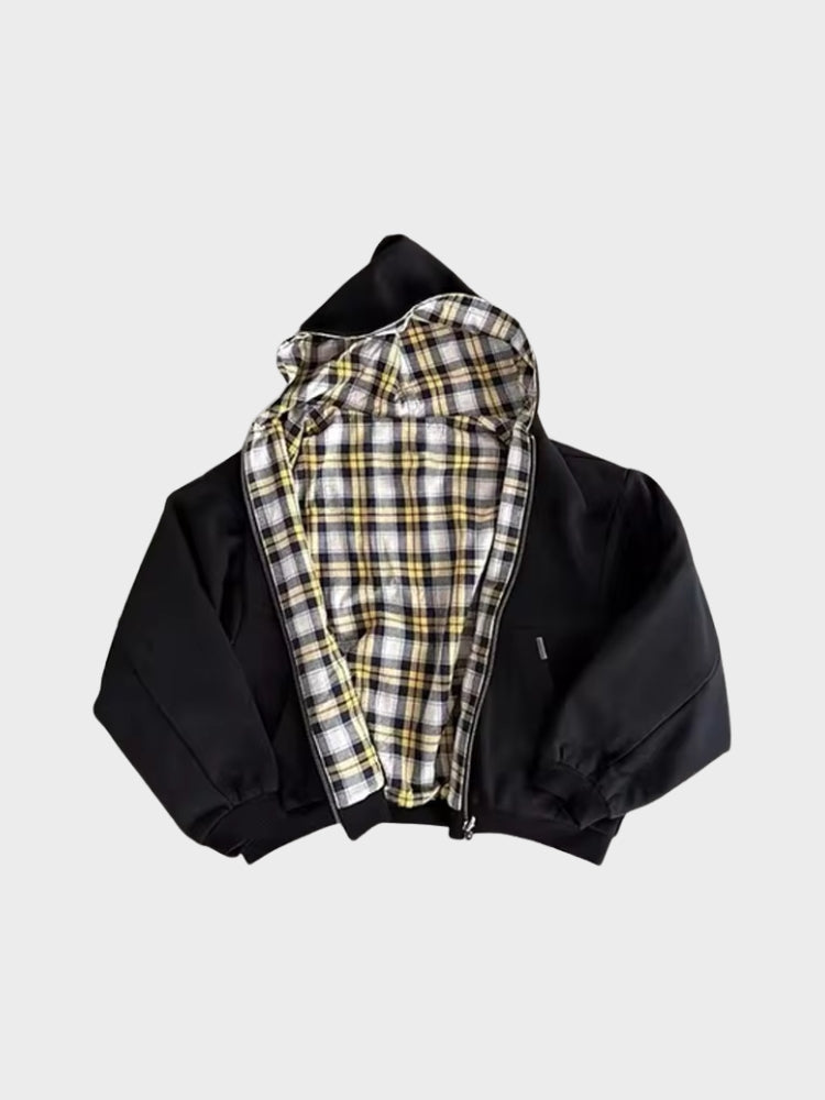 Chaqueta Reversible de Cuadros con Cremallera