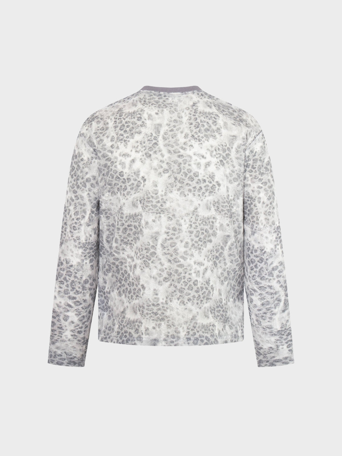 Camiseta de Manga Larga de Leopardo con Efecto Desgastado
