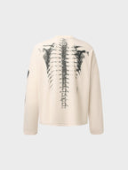 Camiseta de Manga Larga de Punto de Gofre con Estampado de Esqueleto
