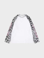 Camiseta de Manga Larga Raglán con Estampado de Leopardo