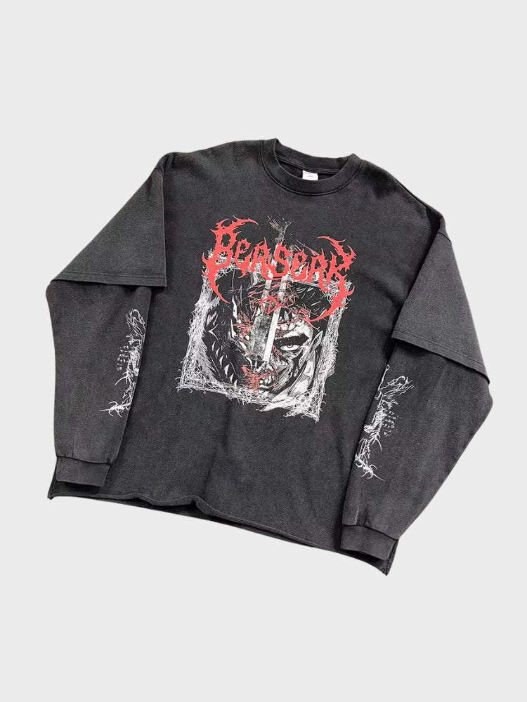 Camiseta de Manga Larga Devil con Efecto Lavado