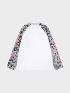 Camiseta de Manga Larga Raglán con Estampado de Leopardo