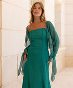 Blusa Capa de Seda Verde Esmeralda