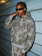 Sudadera con Capucha de Leopardo Vintage y Efecto Lavado de 400 G/M²