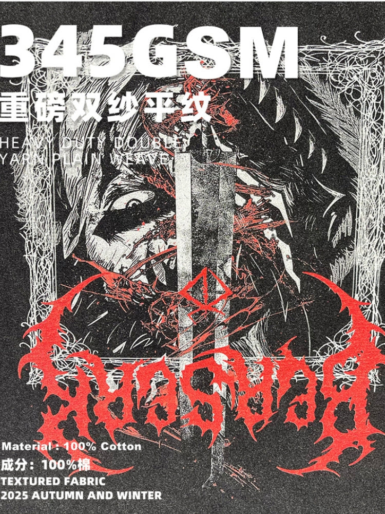 Camiseta de Manga Larga Devil con Efecto Lavado