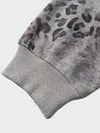 Sudadera con Capucha de Leopardo Vintage y Efecto Lavado de 400 G/M²