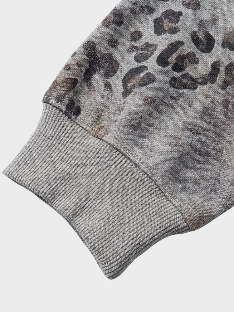 Sudadera con Capucha de Leopardo Vintage y Efecto Lavado de 400 G/M²