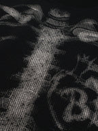 Camiseta de Manga Larga de Punto de Gofre con Estampado de Esqueleto