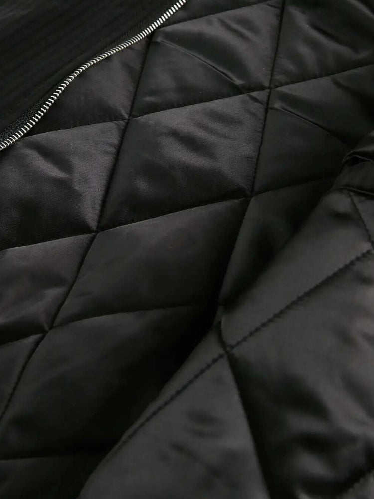DCRB Corte boxy Abrigo acolchado con capucha de pelo