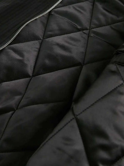 DCRB Corte boxy Abrigo acolchado con capucha de pelo