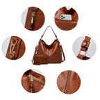 Bolso Hobo de Cuero de Lujo Antirrobo + Monedero GRATIS