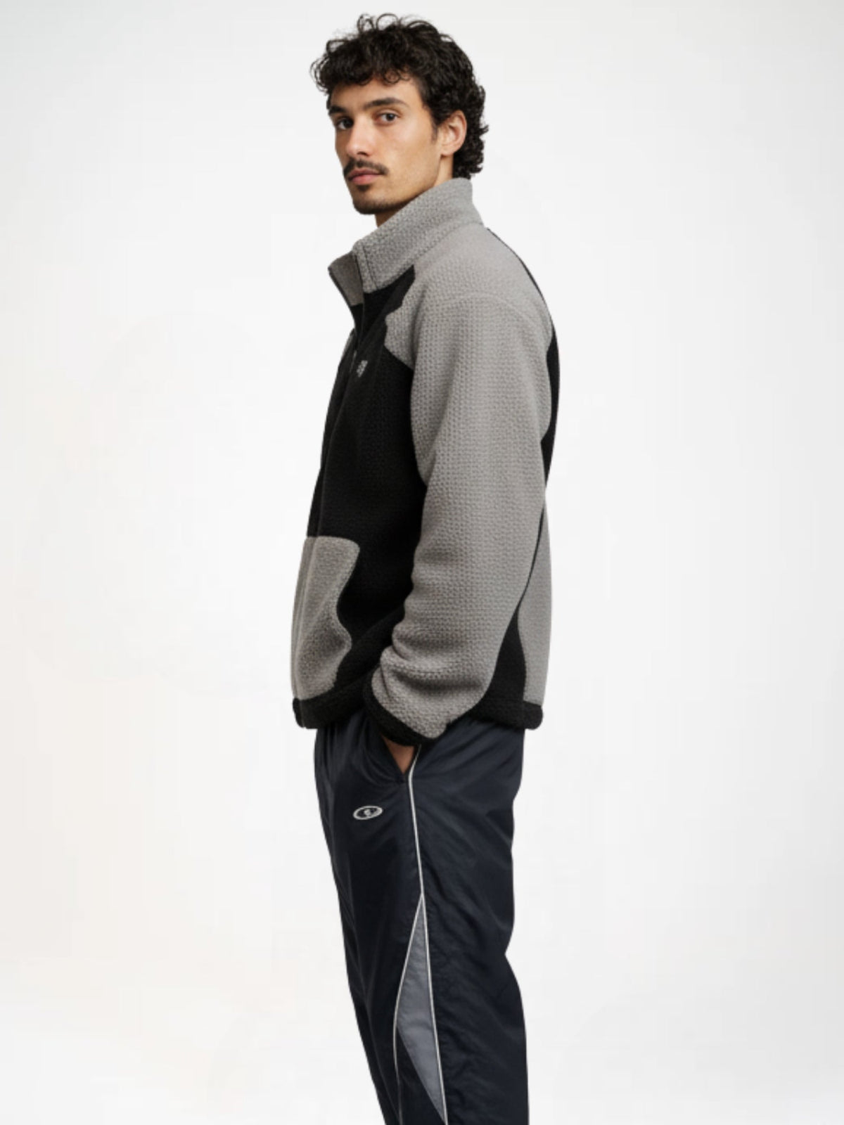 DCRB Bicolor Sherpa Chaqueta polar Negro