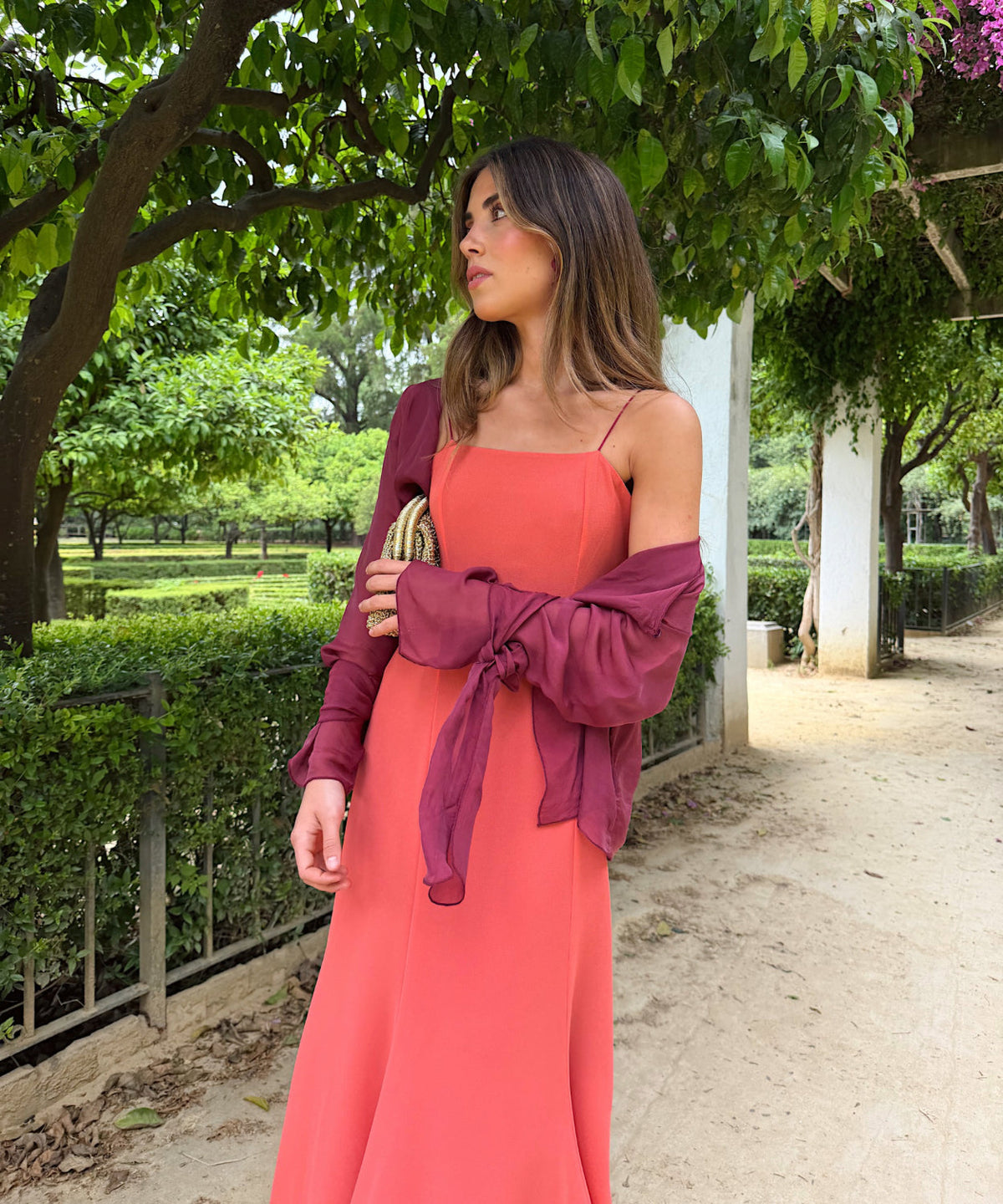 Blusa Capa de Seda Burdeos