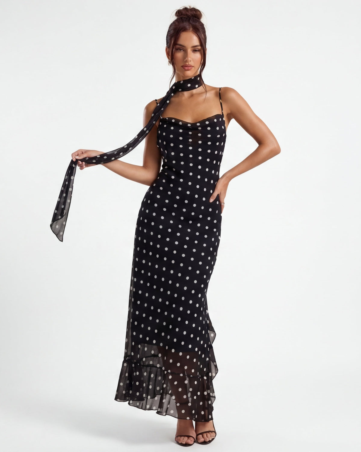 Vestido Largo Noir Polka