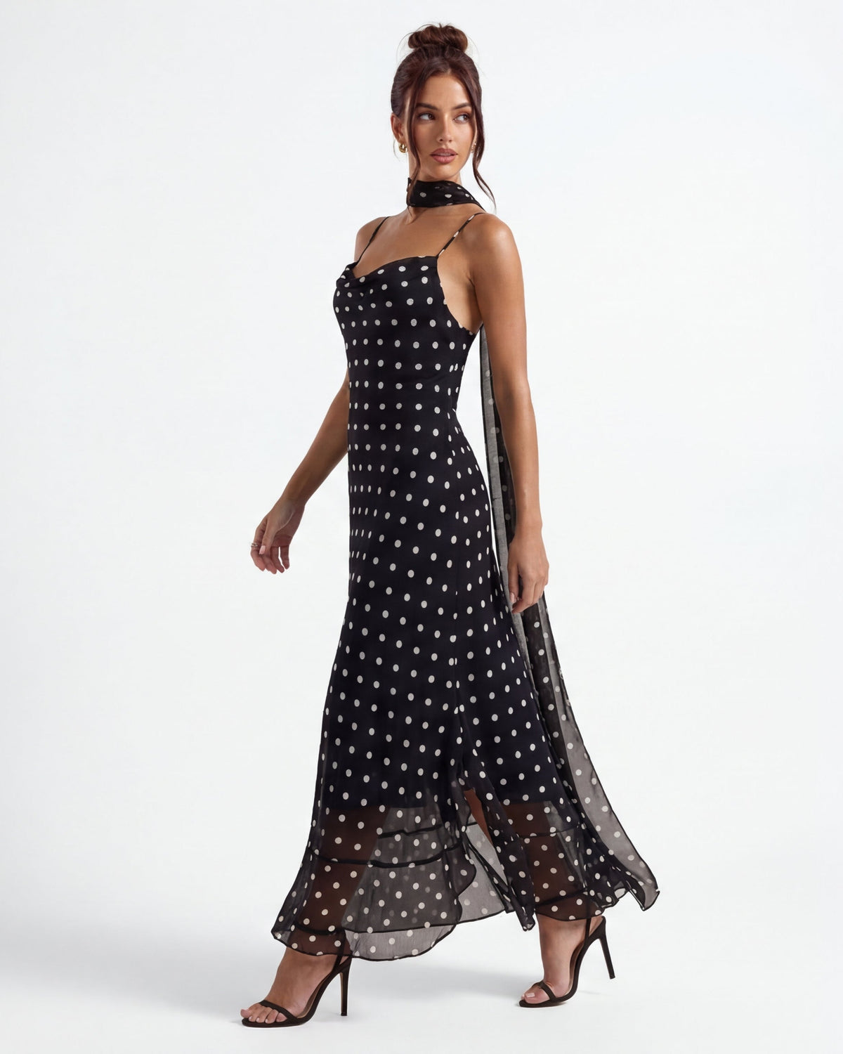 Vestido Largo Noir Polka