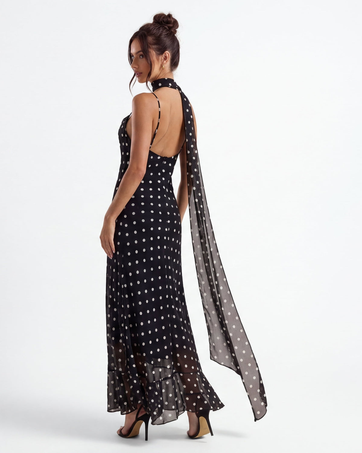 Vestido Largo Noir Polka