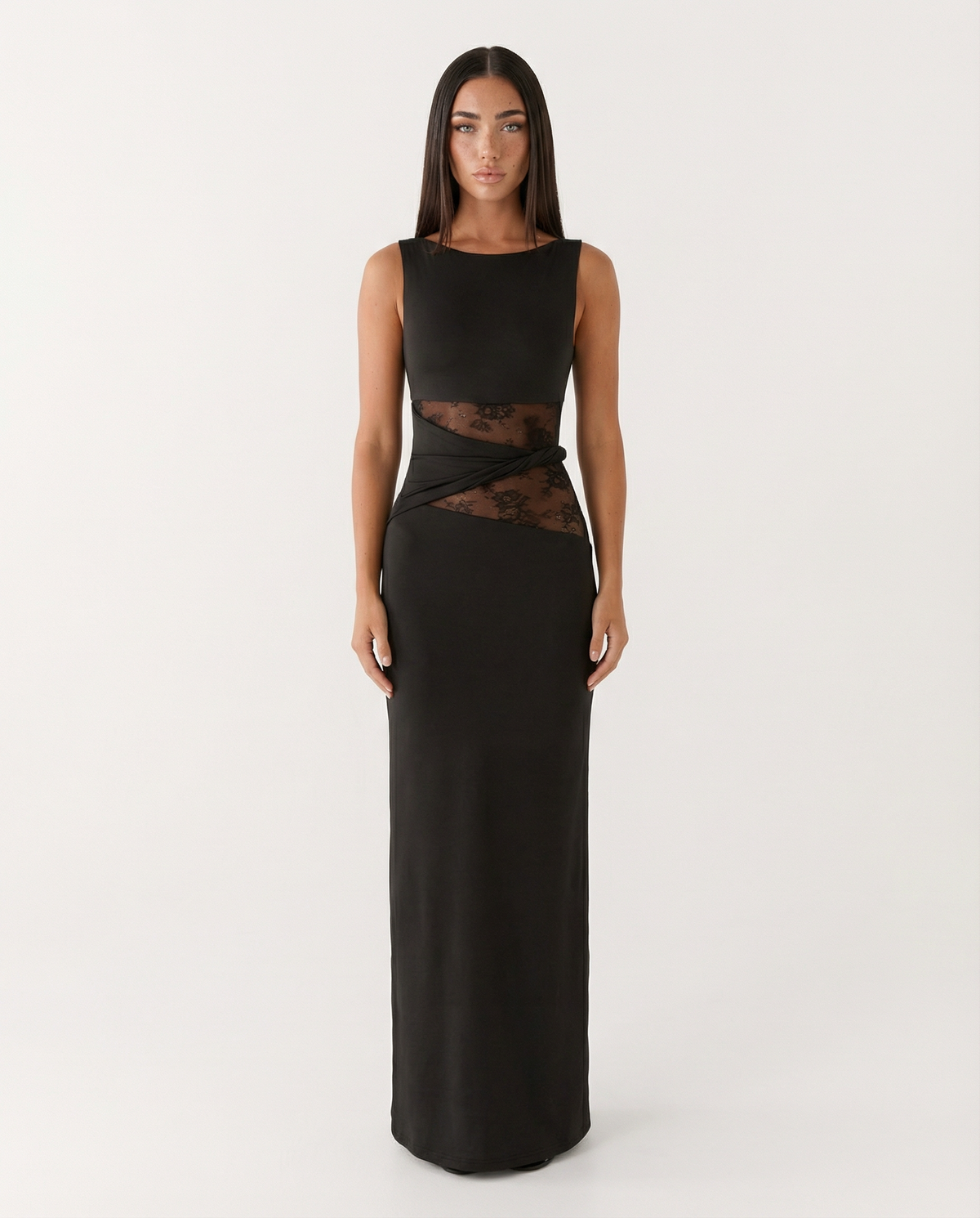 Vestido Largo Lace Illusion