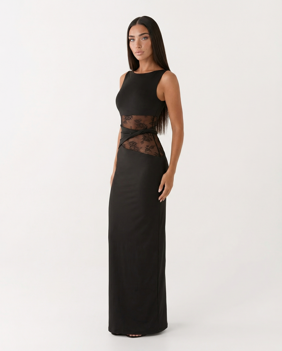 Vestido Largo Lace Illusion