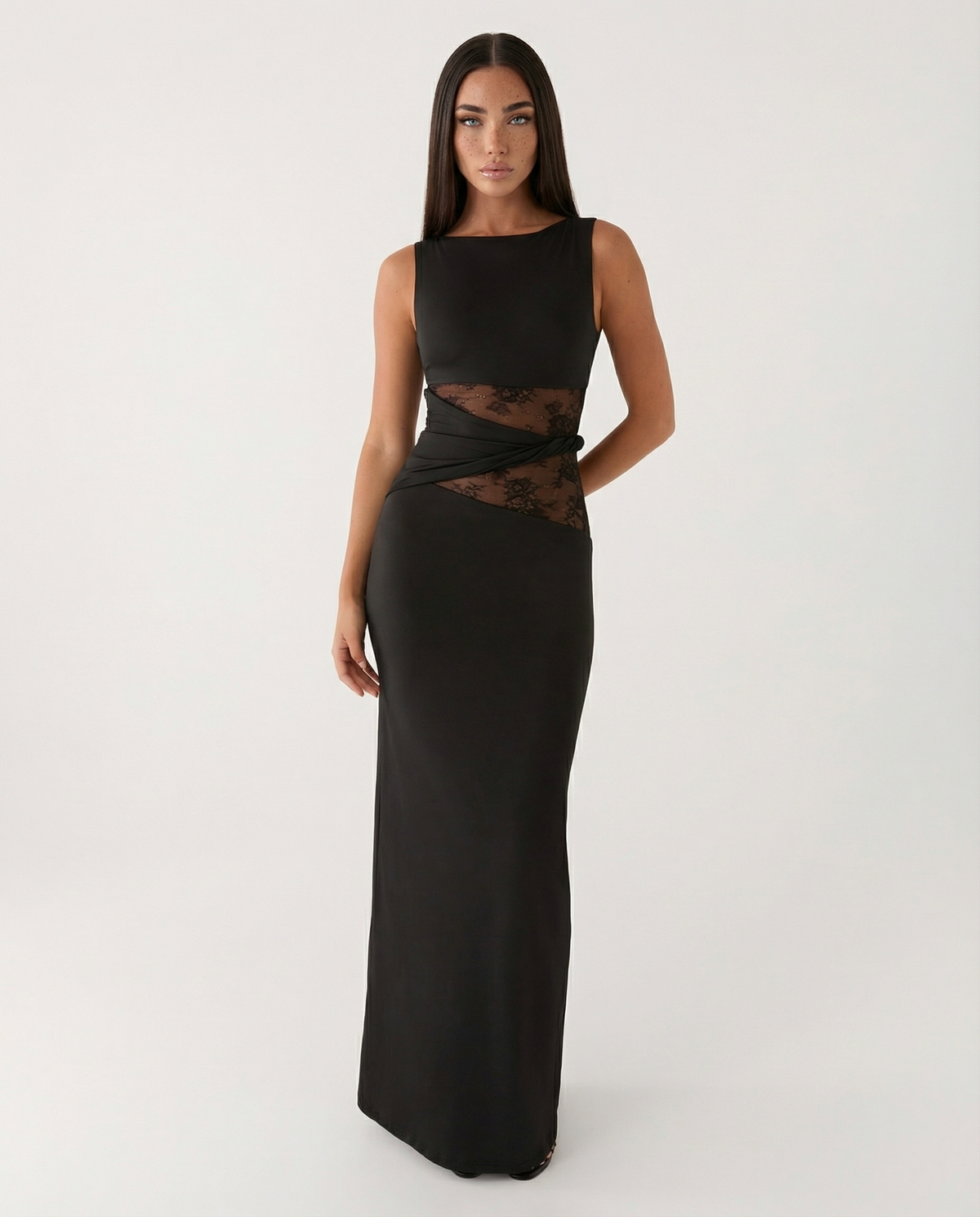 Vestido Largo Lace Illusion