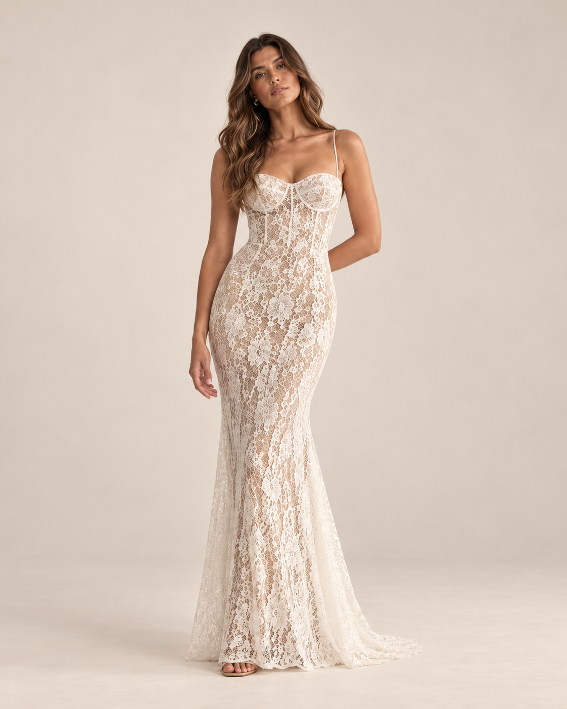 Vestido largo blanco de encaje Love Story