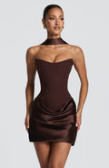 Vestido corto Maggie marrón ciruela, vista 1