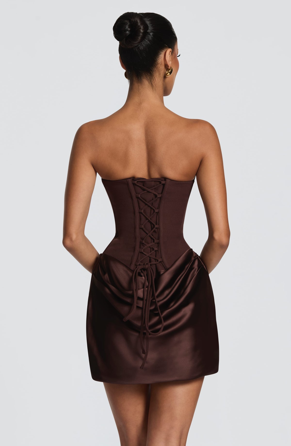 Vestido corto Maggie marrón ciruela, vista 3