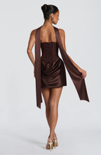 Vestido corto Maggie marrón ciruela, vista 6