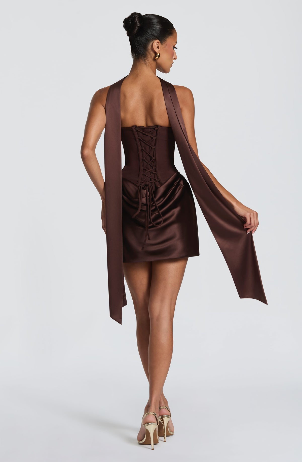 Vestido corto Maggie marrón ciruela, vista 6