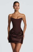 Vestido corto Maggie marrón ciruela, vista 8