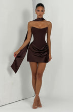 Vestido corto Maggie marrón ciruela, vista 12